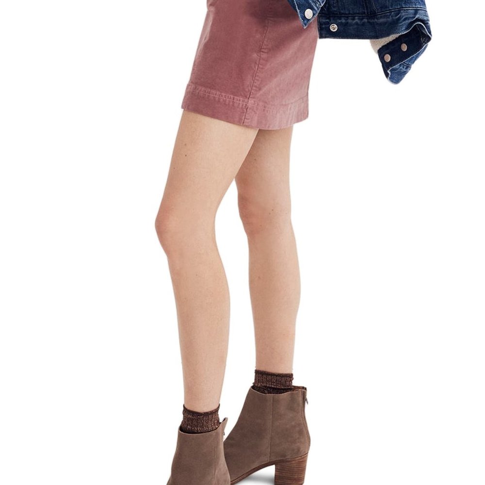 Madewell Velveteen Uptown Zip Skirt in Dusty Rose - Picture 4 of 4